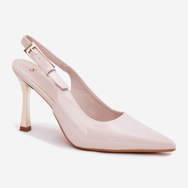 Peint à talons hauts avec un talon ouvert et pointé des toas beige 4