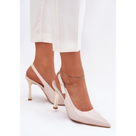 Peint à talons hauts avec un talon ouvert et pointé des toas beige 7