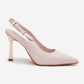 Peint à talons hauts avec un talon ouvert et pointé des toas beige 8