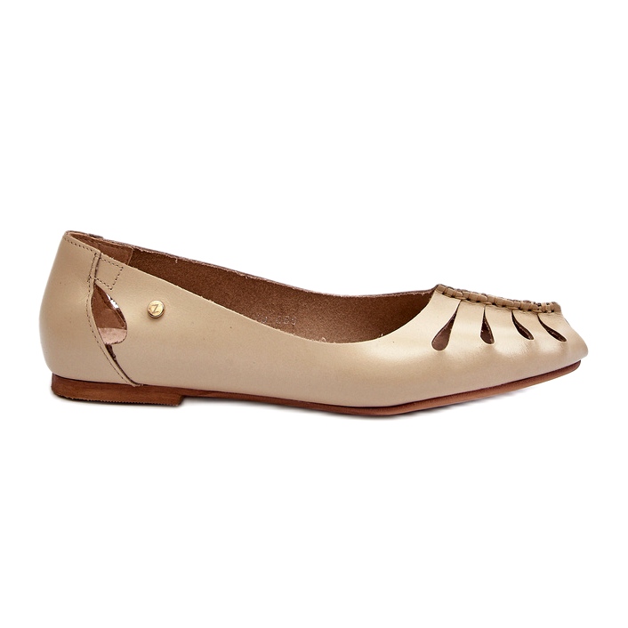 Zazoo 10009 Ballerinas pour femmes en cuir confortable beige 1