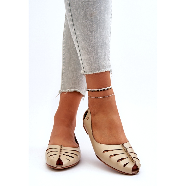 Zazoo 10009 Ballerinas pour femmes en cuir confortable beige 4