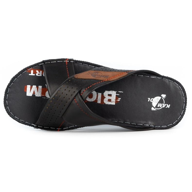 Kampol Chaussons cuir homme 216KAM noir 6