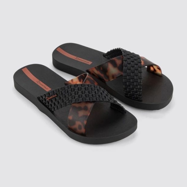 Ipanema Slide Slide 27214 BC402 Black Leopard Flip -flops le noir 3