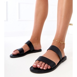 Slippers des femmes noires avec rayures le noir 1