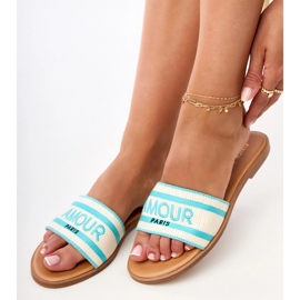 Les tongs bleus avec une sangle brodée 3