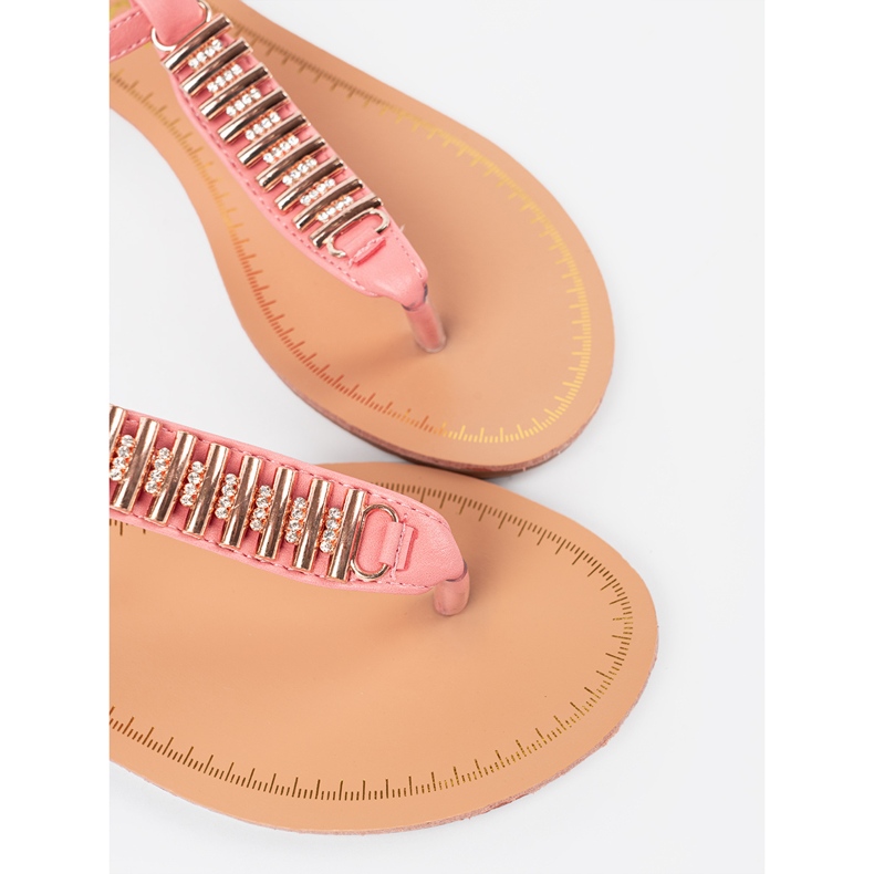 Shelvt Sandales roses avec décorations dorées 1