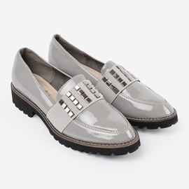 Goodin Mocassins vernies gris avec goujons en argent 2