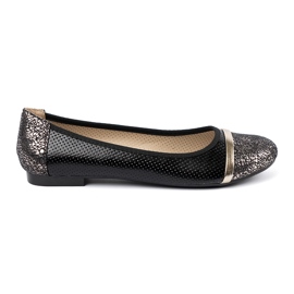 Goodin Ballerines noires avec décorations dorées 2