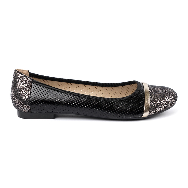 Goodin Ballerines noires avec décorations dorées 2