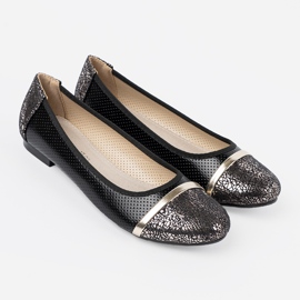Goodin Ballerines noires avec décorations dorées 1