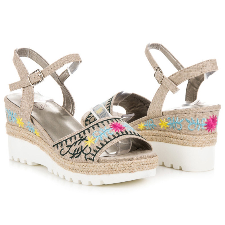 Kylie Sandales espadrilles brodées brun 1