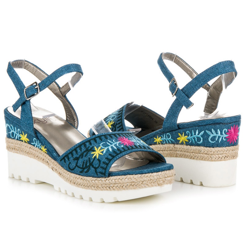 Kylie Sandales espadrilles brodées bleu 1