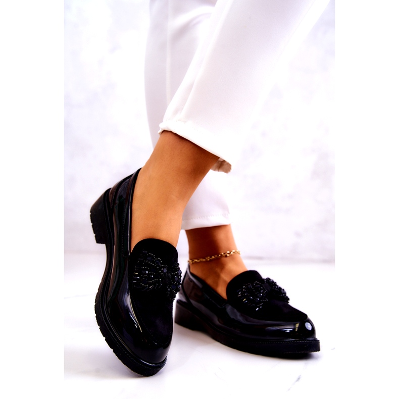 S.Barski Les mocassins lafefer verni les femmes noires le noir 1