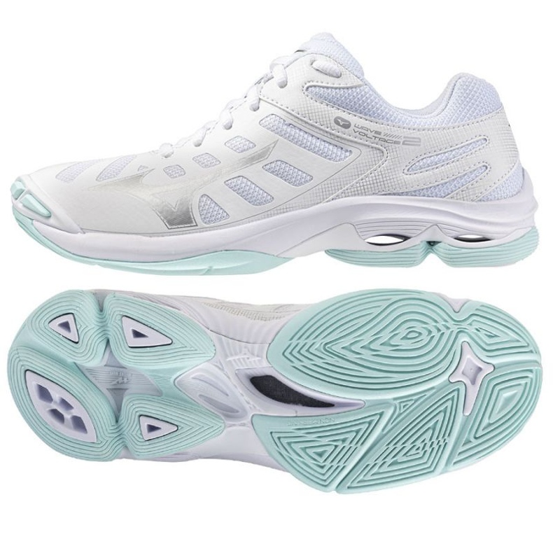 Voltage des vagues Mizuno 2 V1GC246045 Volleyball Chaussures blanc 1