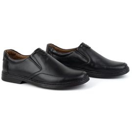 KOMODO Chaussures pour hommes en slip-on en cuir naturel 854k noir 2
