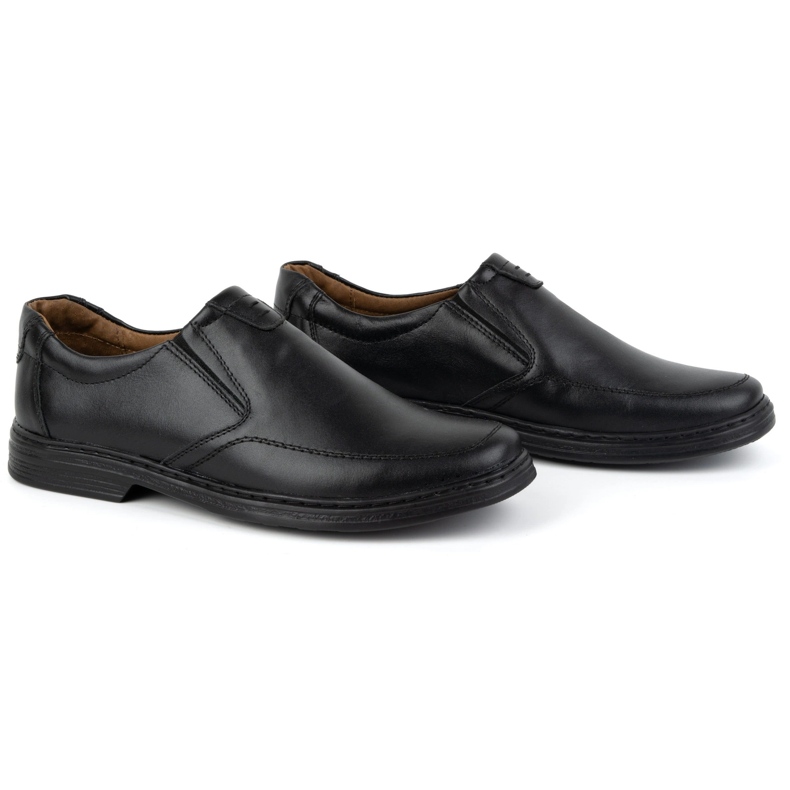 KOMODO Chaussures pour hommes en slip-on en cuir naturel 854k noir 2