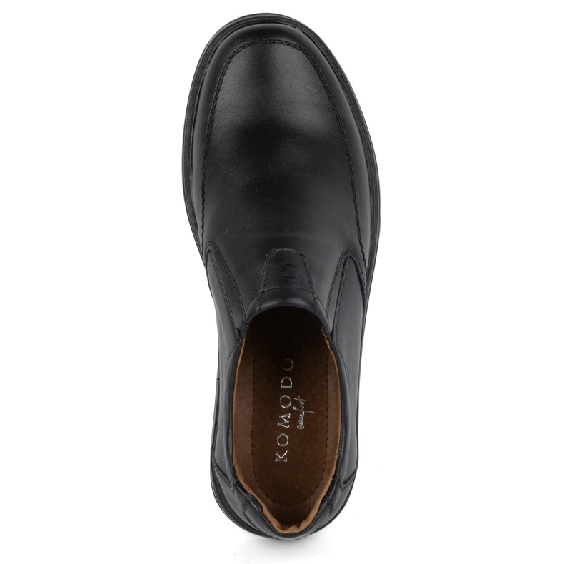 KOMODO Chaussures pour hommes en slip-on en cuir naturel 854k noir 6