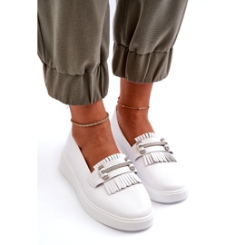 S.Barski Locs féminins en cuir léger sur la plate-forme Białe S. Barski LR590 blanc 3