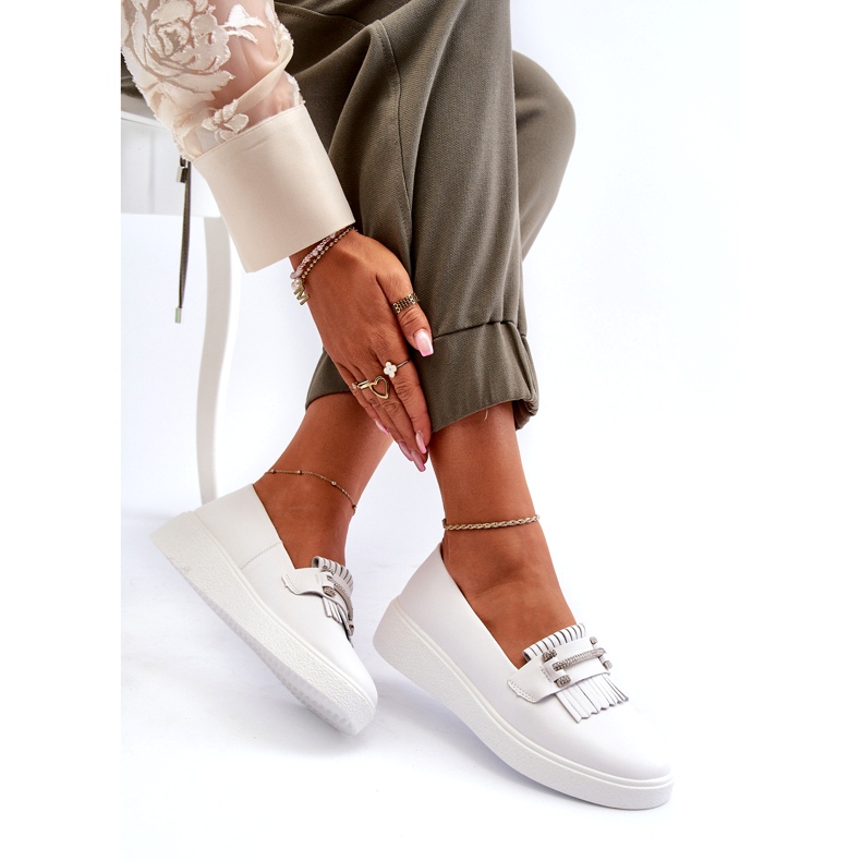 S.Barski Locs féminins en cuir léger sur la plate-forme Białe S. Barski LR590 blanche 4