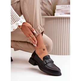 Mocassins en cuir naturel pour femmes Vinceza 91114 avec un ornement noir 4