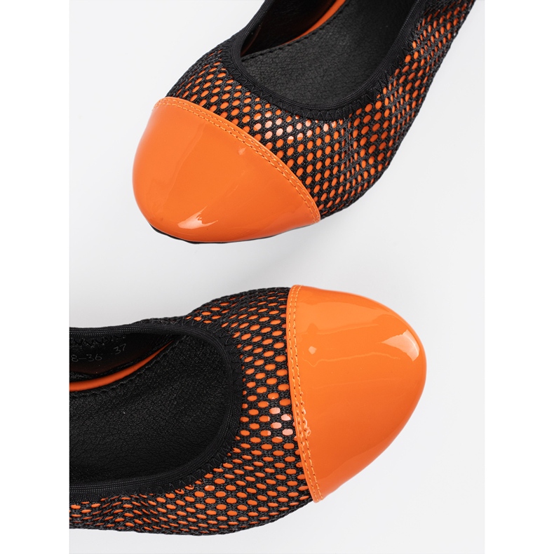 Ballerines oranges avec maille noire 1