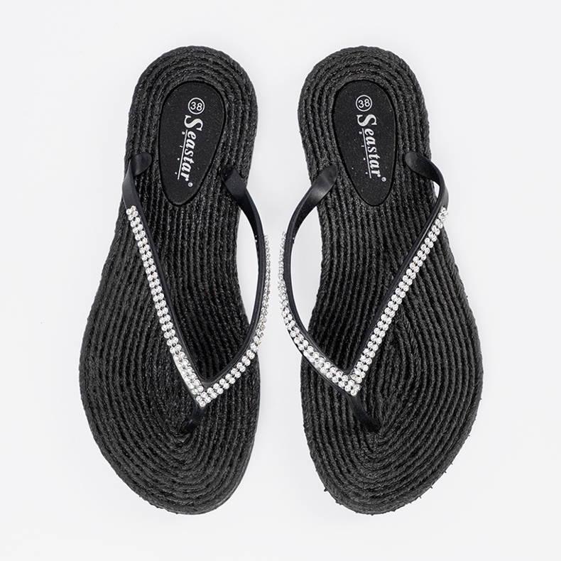 Seastar Black Flip -flops avec zircons noir 1