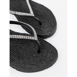 Seastar Black Flip -flops avec zircons le noir 5