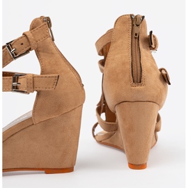 Shelvt Sandales brunes pour coin avec franges 1