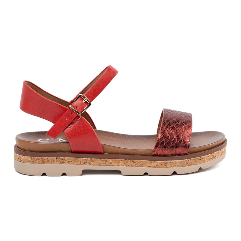 Shelvt Sandales des femmes rouges avec une ceinture de serpent 1 Shelvt Sandales des femmes rouges avec une ceinture de serpent 1