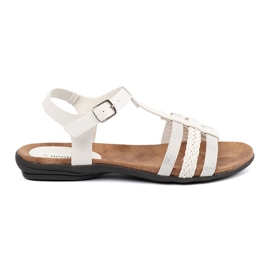 Goodin Sandales féminines blanches avec des rayures décorées 1 Goodin Sandales féminines blanches avec des rayures décorées 1