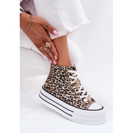 Sneakers pour femmes sur une plate-forme massive avec épingles léopard léopard d'or 5