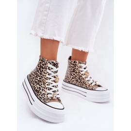 Sneakers pour femmes sur une plate-forme massive avec épingles léopard léopard d'or 2