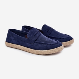 Mocassins masculins avec bleu marine tresse 1