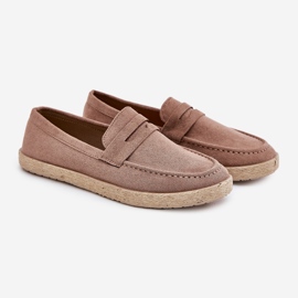 Mocassins masculins avec une tresse beige noire 1