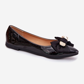 Ballerines peintes avec un arc et une broche dorée noire le noir 4