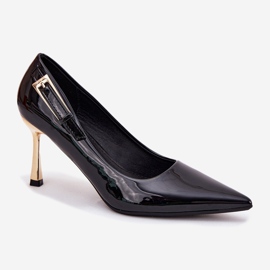 Talons hauts peints avec une pince dorée noire le noir 4
