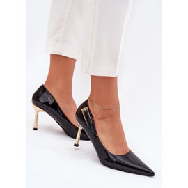 Talons hauts peints avec une pince dorée noire le noir 5