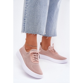 Chaussures de sport munées de matériaux sur la plate-forme rose féminine 2