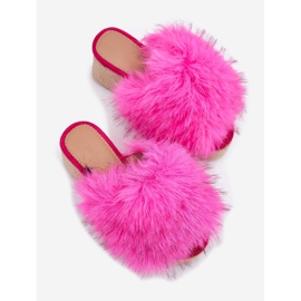 Coins féminins avec coin avec fourrure et tresse fuchsia rose 2