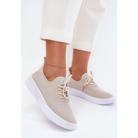 Chaussures sportives munies de matériaux sur la plateforme beige féminine 2