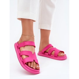 Les tongs en caoutchouc pour femmes avec ceinture fuchsia rose 2