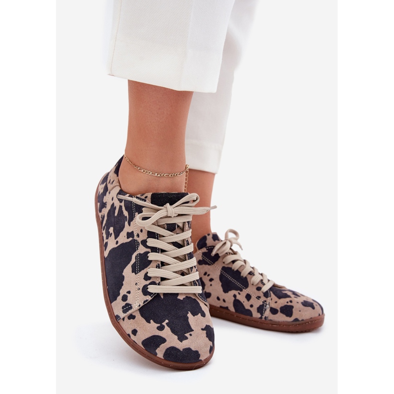 Sneakers en daim féminin dans le zazoo n1120 Brown-Beige brun 1