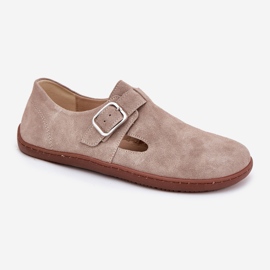 Chaussures en daim pour femmes avec une boucle beige zazoo n1261 4