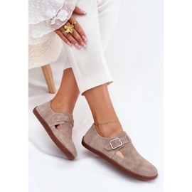 Chaussures en daim pour femmes avec une boucle beige zazoo n1261 7