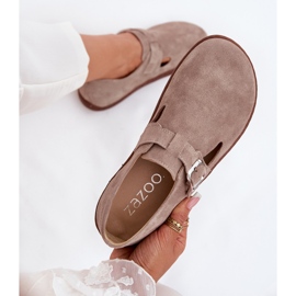 Chaussures en daim pour femmes avec une boucle beige zazoo n1261 9