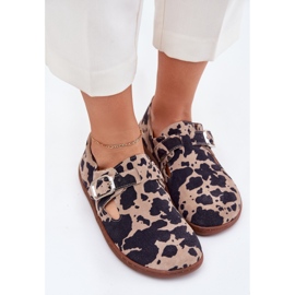 Chaussures en daim pour femmes avec un biais de bacon de boucle zazoo n1261 brun-beige 6