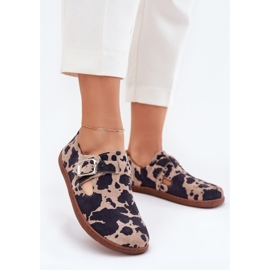 Chaussures en daim pour femmes avec un biais de bacon de boucle zazoo n1261 brun-beige 3