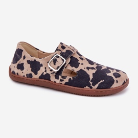 Chaussures en daim pour femmes avec un biais de bacon de boucle zazoo n1261 brun-beige 5