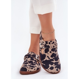 Chaussures en daim pour femmes avec un biais de bacon de boucle zazoo n1261 brun-beige 4