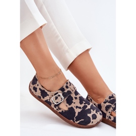 Chaussures en daim pour femmes avec un biais de bacon de boucle zazoo n1261 brun-beige 8